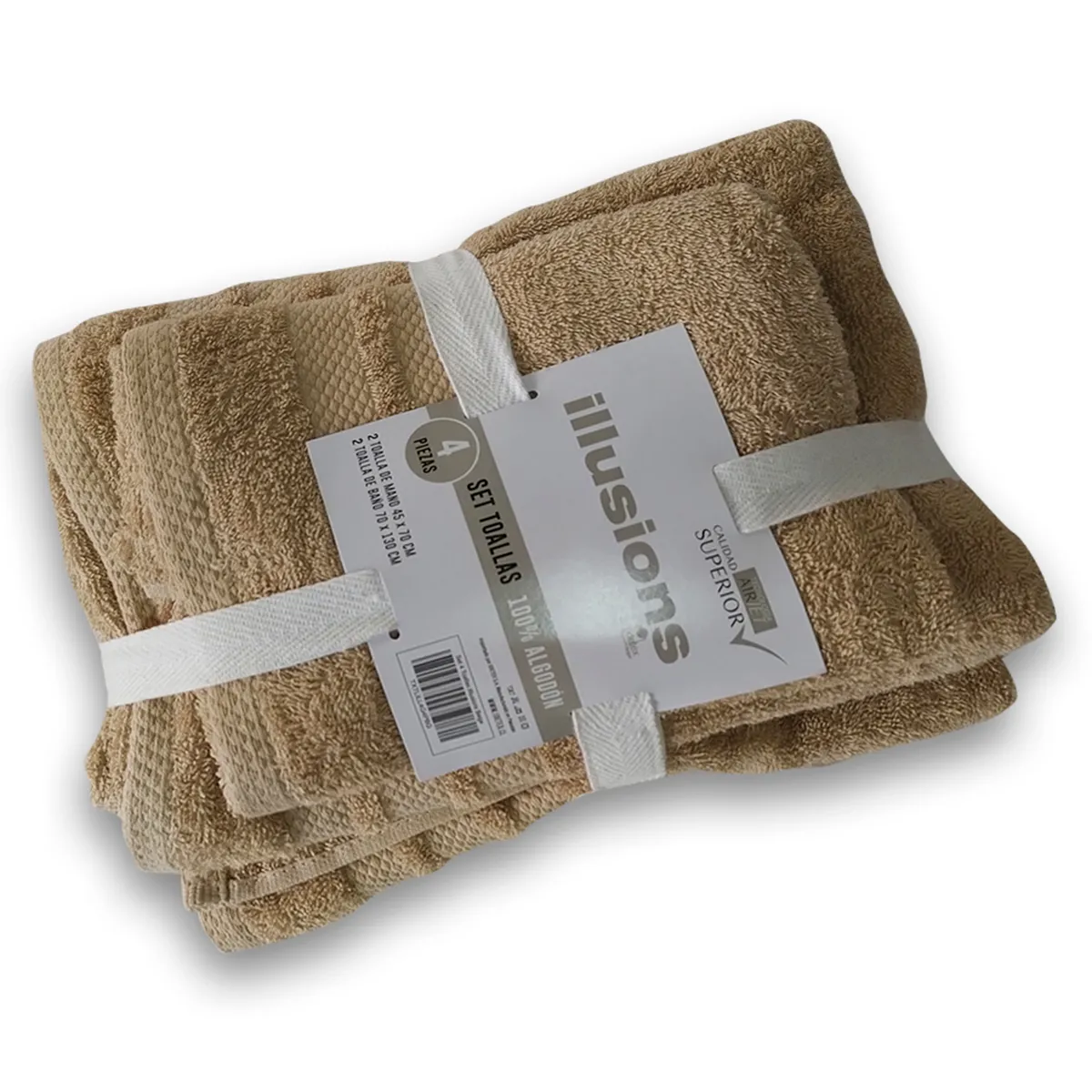 SET 4 TOALLAS ILLUSIONS BEIGE - 2