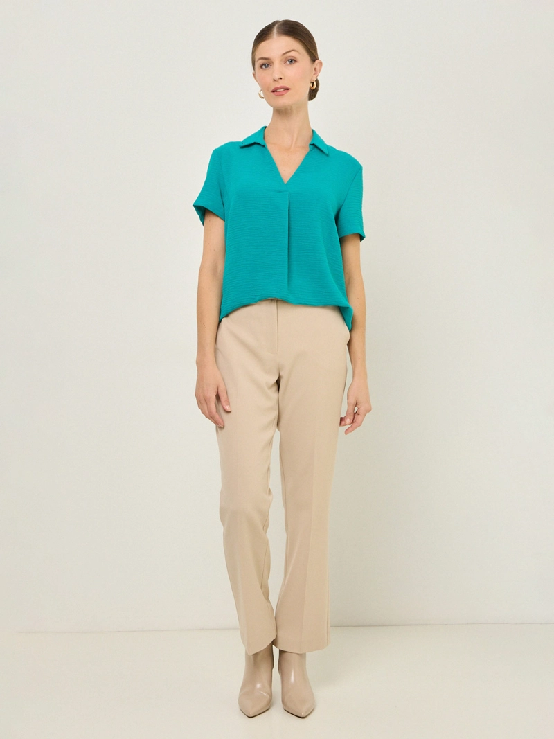 BLUSA MUJER MA GRIFFE CUELLO CAMISERO MANGA CORTA TACHAS - 1
