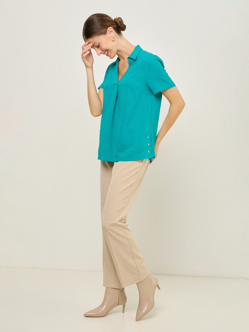 BLUSA MUJER MA GRIFFE CUELLO CAMISERO MANGA CORTA TACHAS - 2