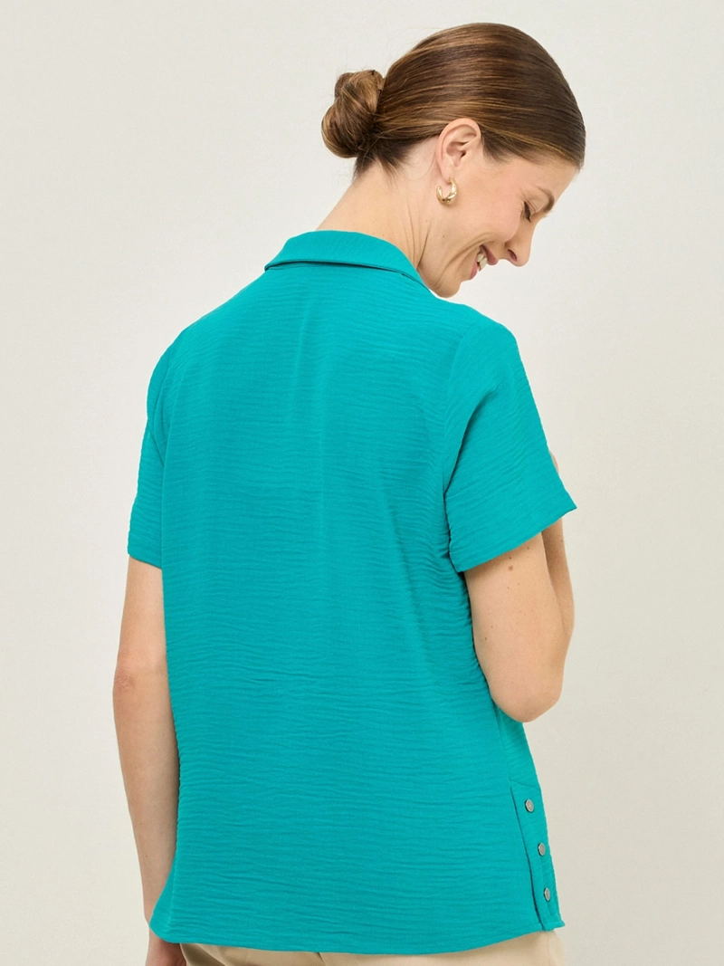 BLUSA MUJER MA GRIFFE CUELLO CAMISERO MANGA CORTA TACHAS - 4