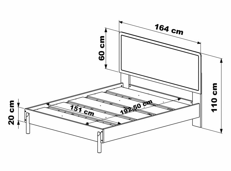 CAMA EUROPEA DECOCASA BALI 2 PLAZAS NATURAL - 3