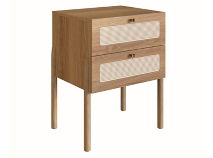 CAMA EUROPEA DECOCASA BALI 2 PLAZAS + RESPALDO + 2 VELADORES NATURAL - 4