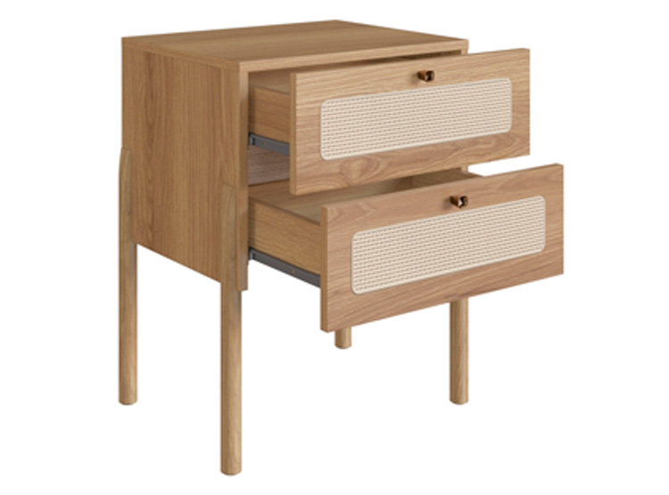CAMA EUROPEA DECOCASA BALI 2 PLAZAS + RESPALDO + 2 VELADORES NATURAL - 5