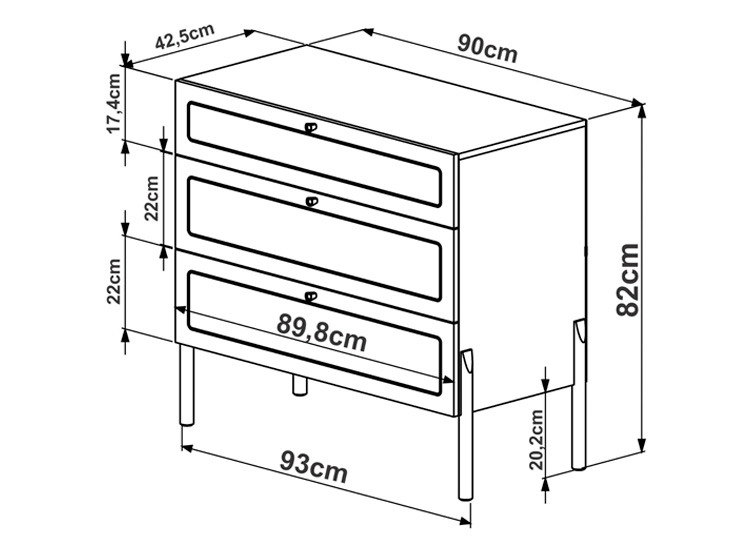 CAMA EUROPEA DECOCASA BALI 2 PLAZAS + RESPALDO + 2 VELADORES + CÓMODA NATURAL - 8