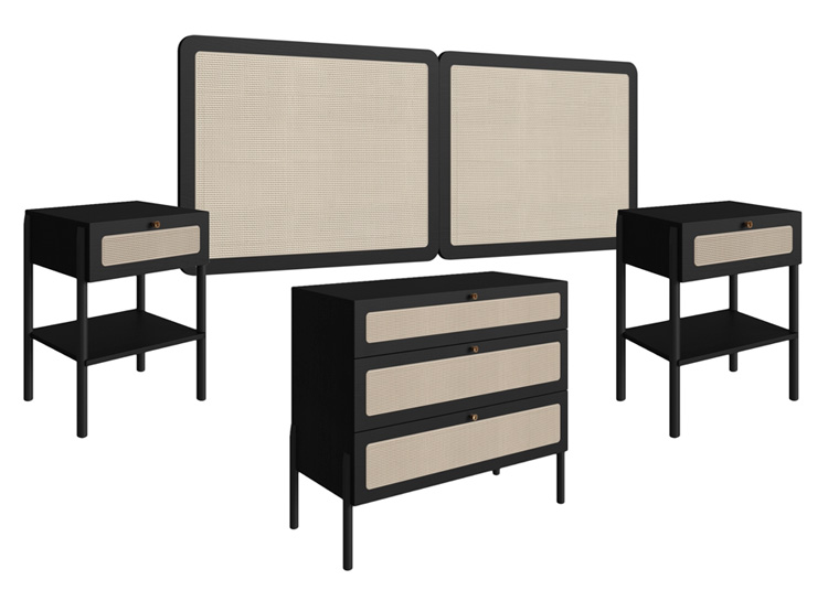 JUEGO DORMITORIO DECOCASA OSLO 2PL NEGRO - 1
