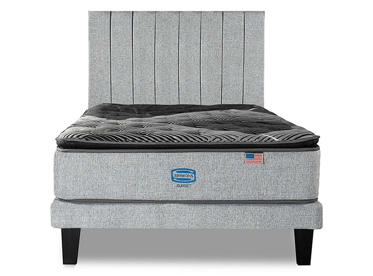 CAMA EUROPEA SIMMONS SUNSET 1.5PL B/N + RESPALDO TIBET - 1