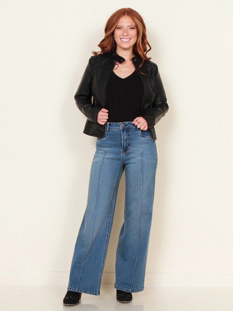 JEANS MUJER WADOS RECTO ALGODÓN TIRO ALTO - 1