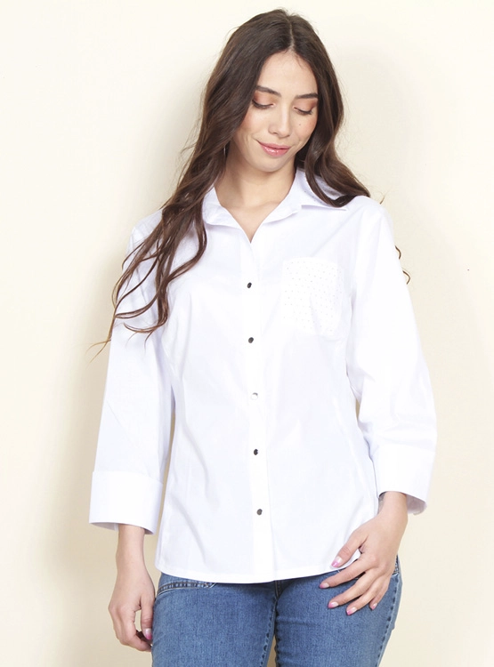 BLUSA MANGA 3/4 ALGODÓN MUJER WADOS BLANCO - 1