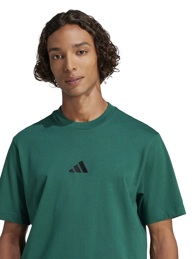 POLERA HOMBRE ADIDAS JF1096 ALGODÓN VERDE MANGA CORTA ESSENTIALS SMALL LOGO - 4