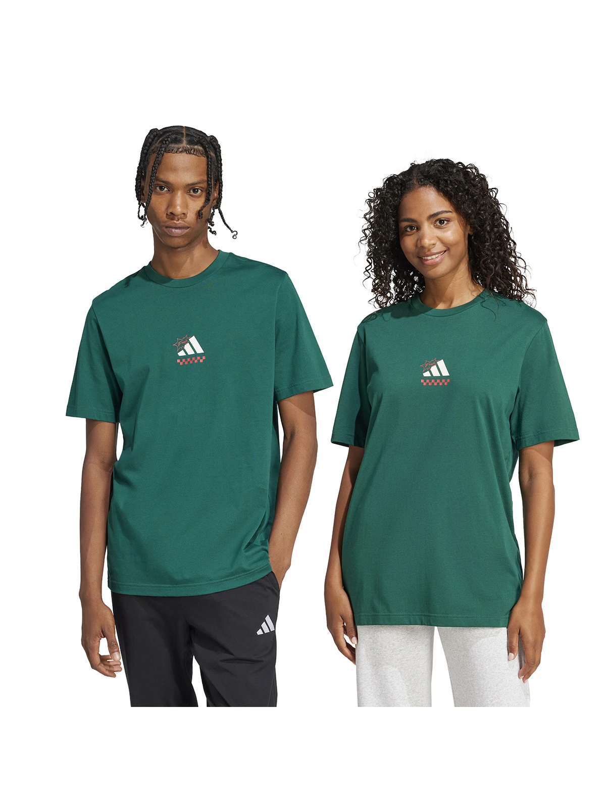 ADIDAS POLERA HOMBRE ADIDAS JJ4017 ALGODÓN VERDE MANGA CORTA LOUNGE PIZZA GRAPHICS