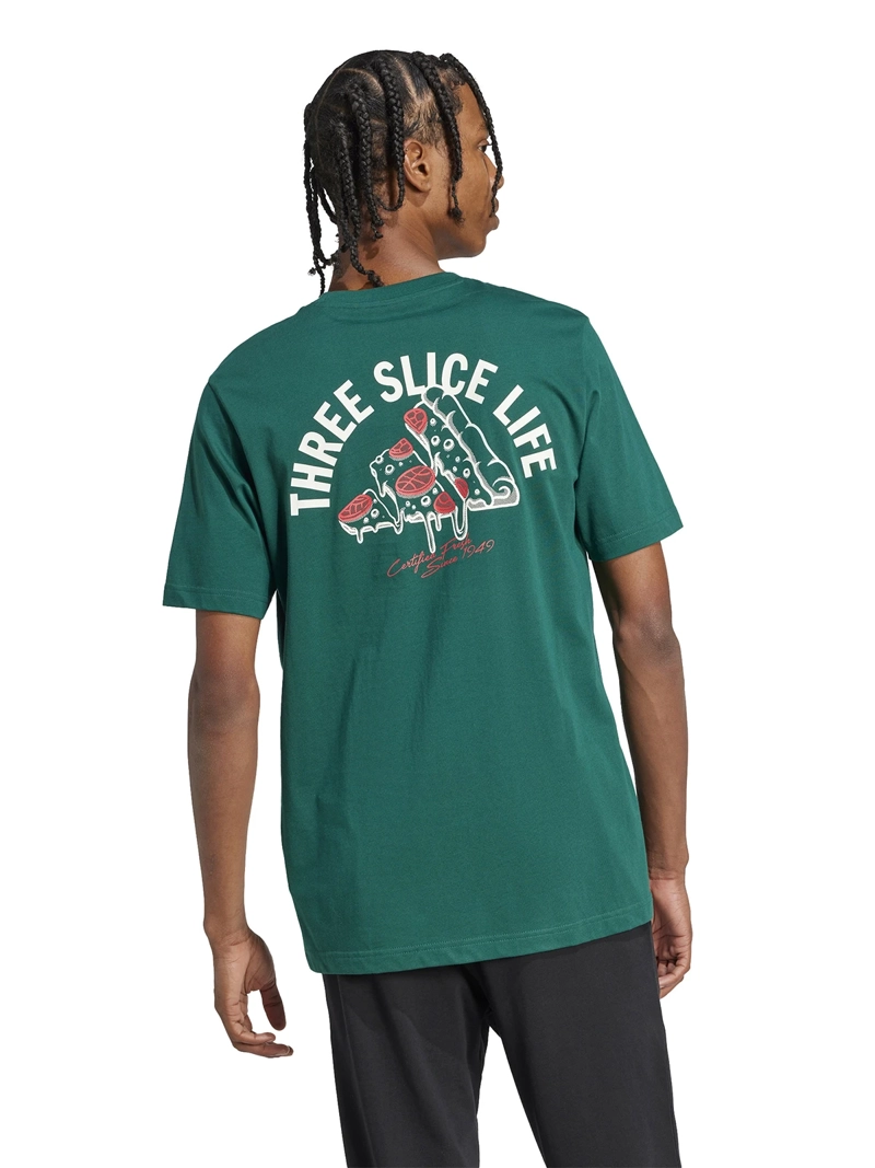 POLERA HOMBRE ADIDAS JJ4017 ALGODÓN VERDE MANGA CORTA LOUNGE PIZZA GRAPHICS - 5