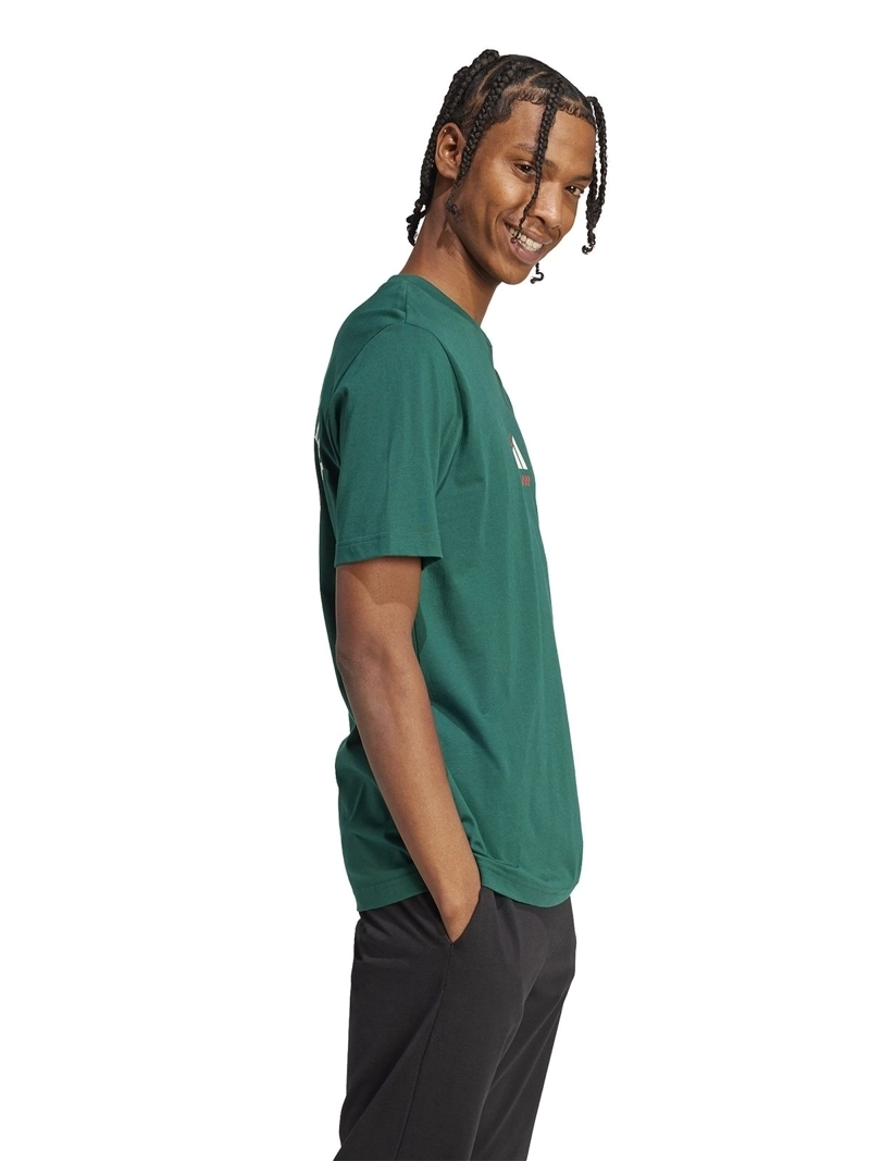 POLERA HOMBRE ADIDAS JJ4017 ALGODÓN VERDE MANGA CORTA LOUNGE PIZZA GRAPHICS - 4