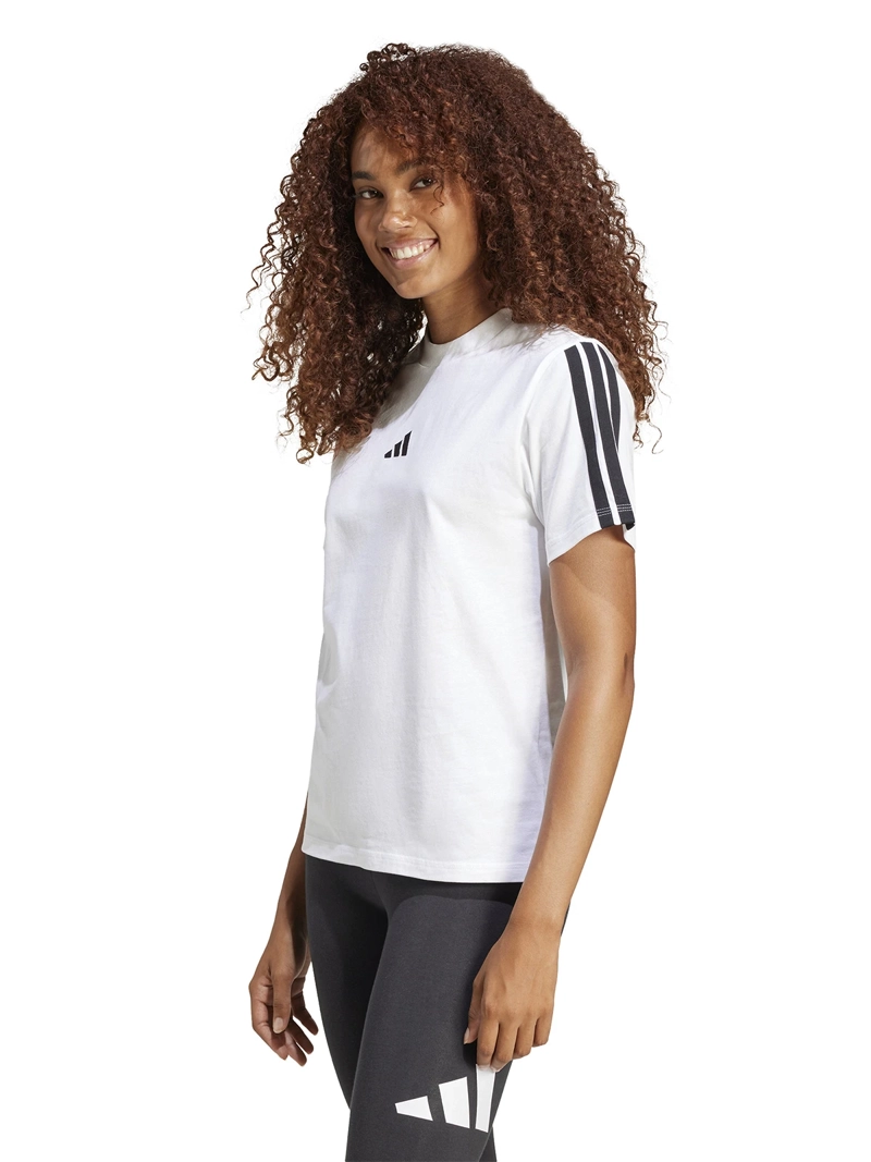 ADIDAS POLERA MUJER ADIDAS JM2394 ALGODÓN BLANCO MANGA CORTA ESSENTIALS 3 BANDAS