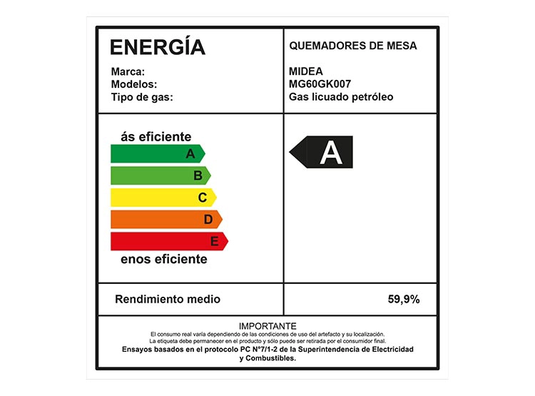 ENCIMERA A GAS LICUADO/NATURAL MIDEA 4 QUEMADORES MG60GK007 - 6