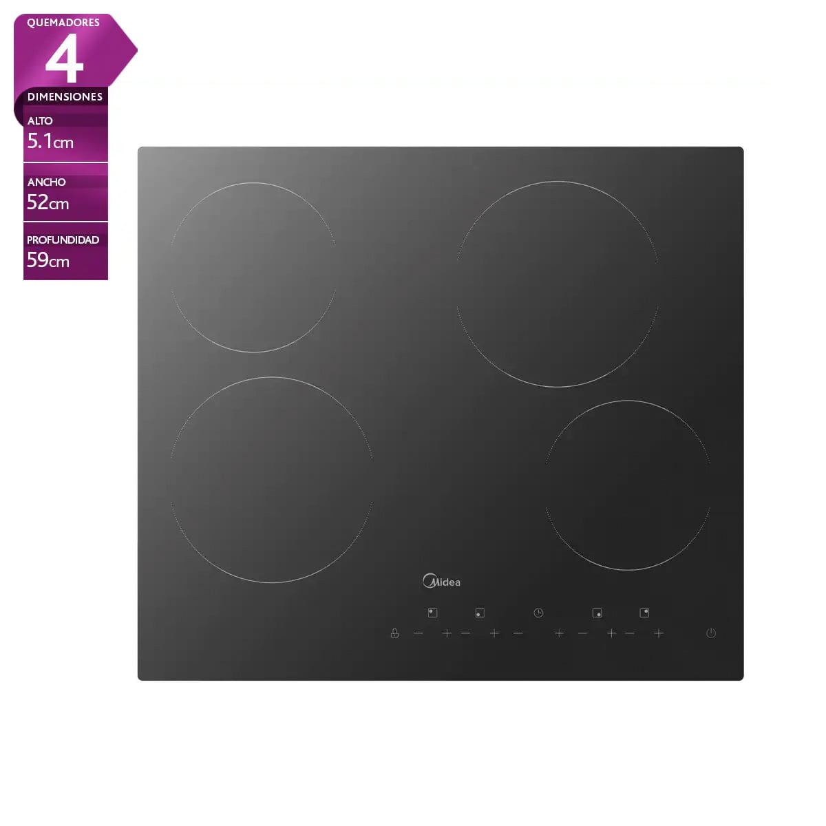 ENCIMERA ELÉCTRICA MIDEA MC-6F6005R242 4 PLATOS NEGRO