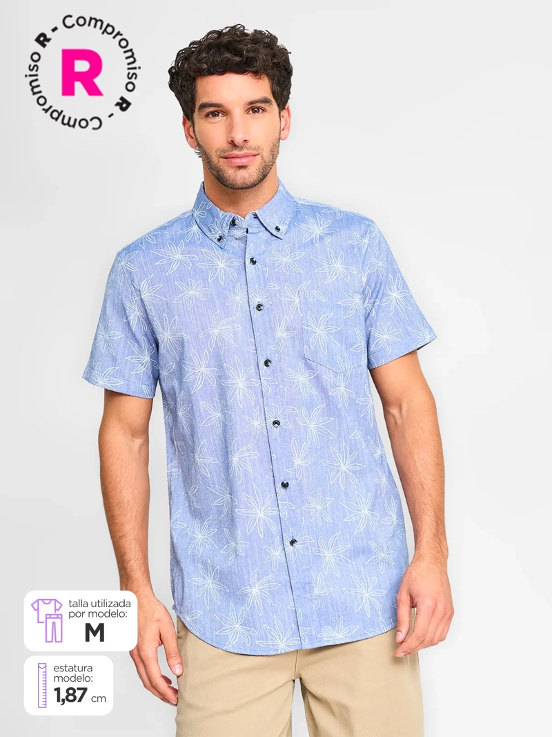 CAMISA MANGA CORTA ALGODÓN HOMBRE KENNETH STEVENS CELESTE DAPRO - 1