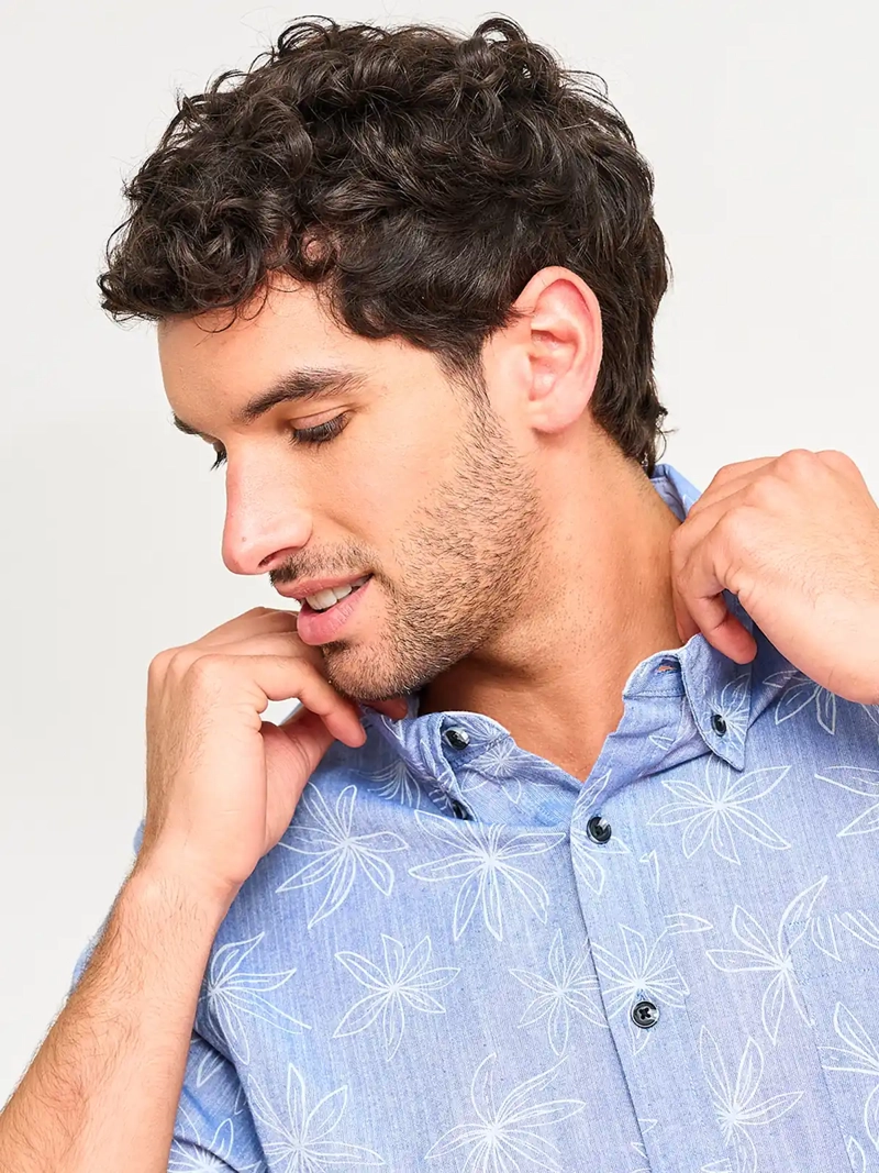 CAMISA MANGA CORTA ALGODÓN HOMBRE KENNETH STEVENS CELESTE DAPRO - 3