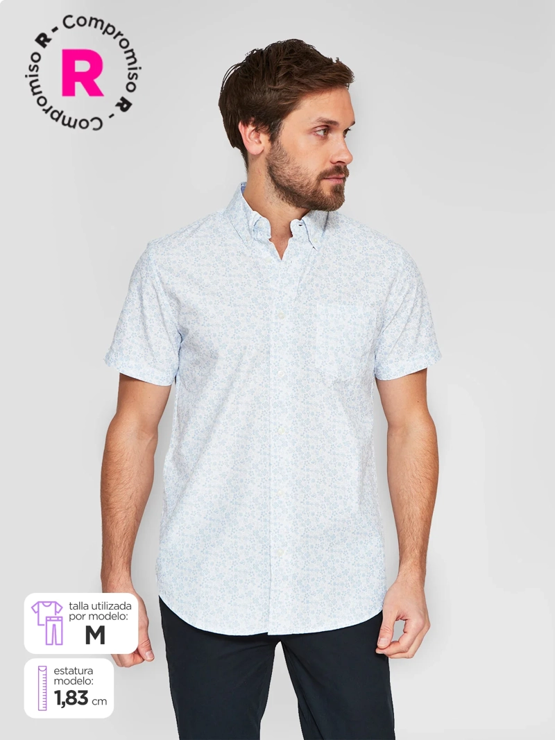 CAMISA MANGA CORTA ALGODÓN HOMBRE KENNETH STEVENS BLANCO DIQUEL - 1