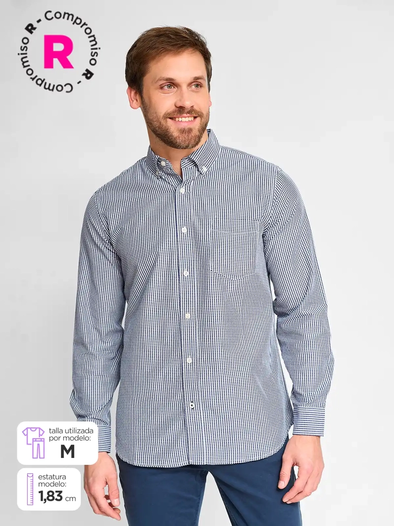 CAMISA MANGA LARGA ALGODÓN HOMBRE KENNETH STEVENS CUADROS - 1