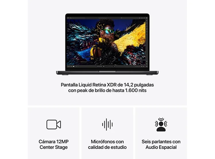 MACBOOK PRO M4 (CPU 10NUC Y GPU 10NUC) 16GB RAM 512GB SSD 14.2" Negro, foto 7