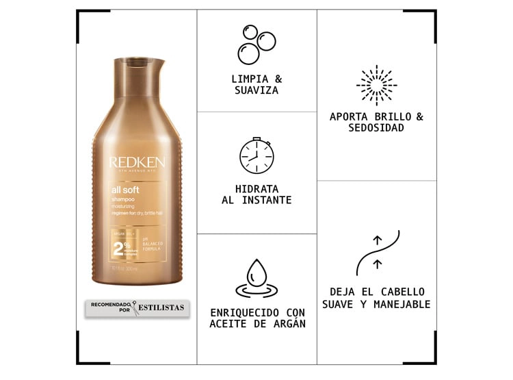 SET HIDRATACIÓN CABELLO SECO REDKEN ALL SOFT SHAMPOO 300 ML + ACONDICIONADOR 300 ML - 2