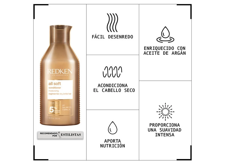 SET HIDRATACIÓN CABELLO SECO REDKEN ALL SOFT SHAMPOO 300 ML + ACONDICIONADOR 300 ML - 3