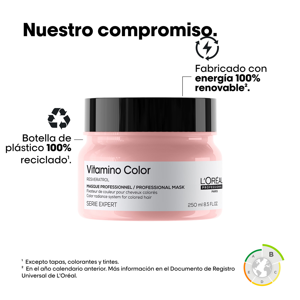 SET PROFESIONAL CABELLO L'ORÉAL PROFESSIONNEL CUIDADO DEL COLOR VITAMINO COLOR SHAMPOO 500 ML + MÁSCARA CON ENJUAGUE 250 ML - 6
