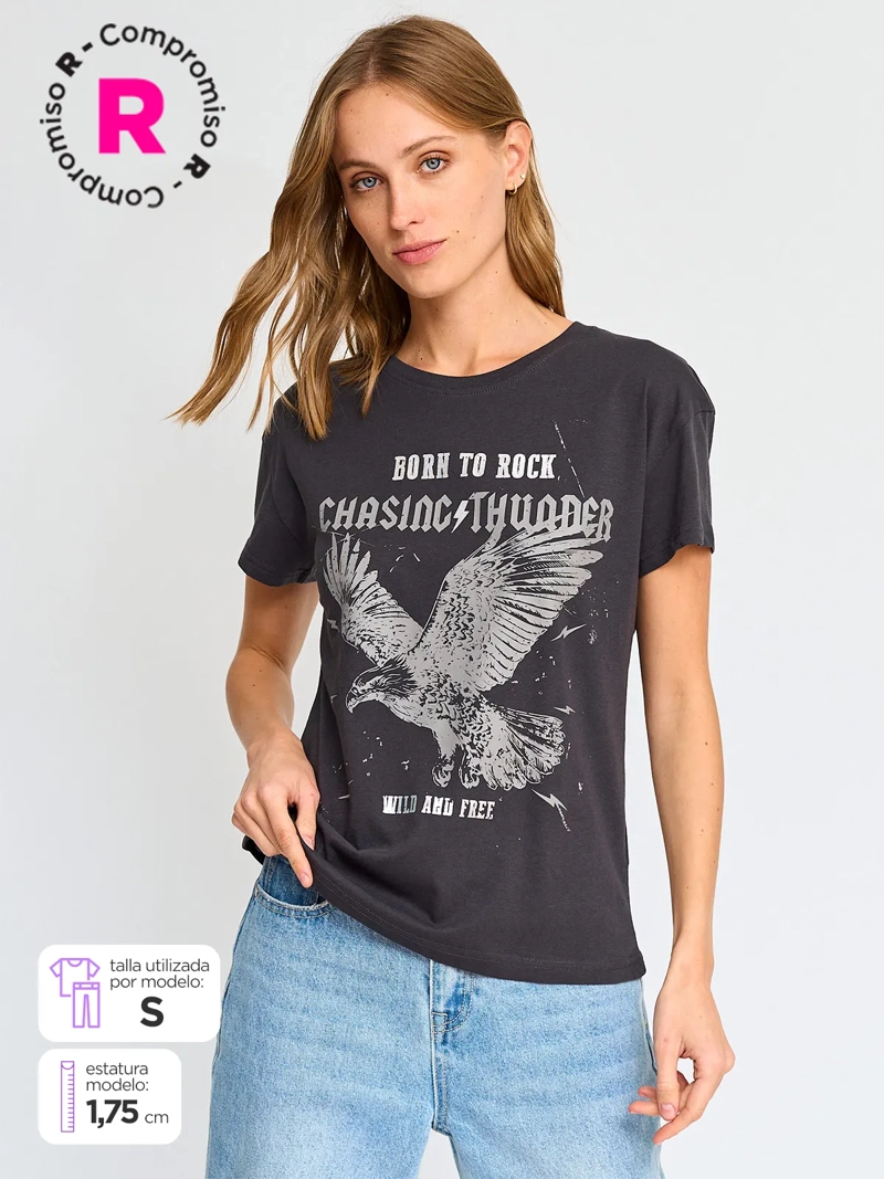 POLERA MANGA CORTA ALGODÓN MUJER INDEX ESTAMPADO - 1