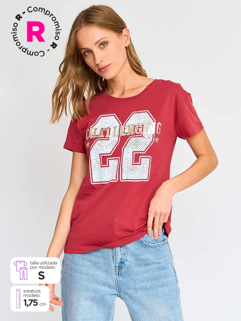 POLERA MANGA CORTA ALGODÓN MUJER INDEX ESTAMPADO - 1