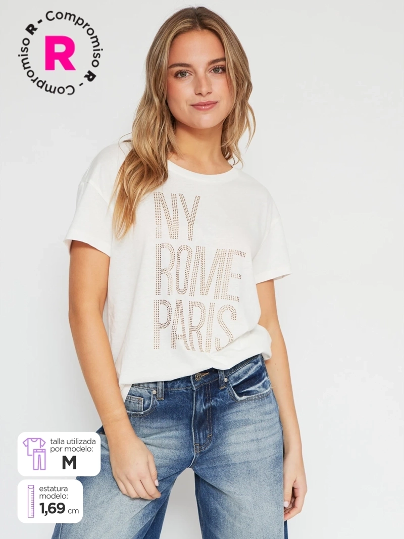 POLERA MANGA CORTA ALGODÓN MUJER INDEX ESTAMPADO - 1