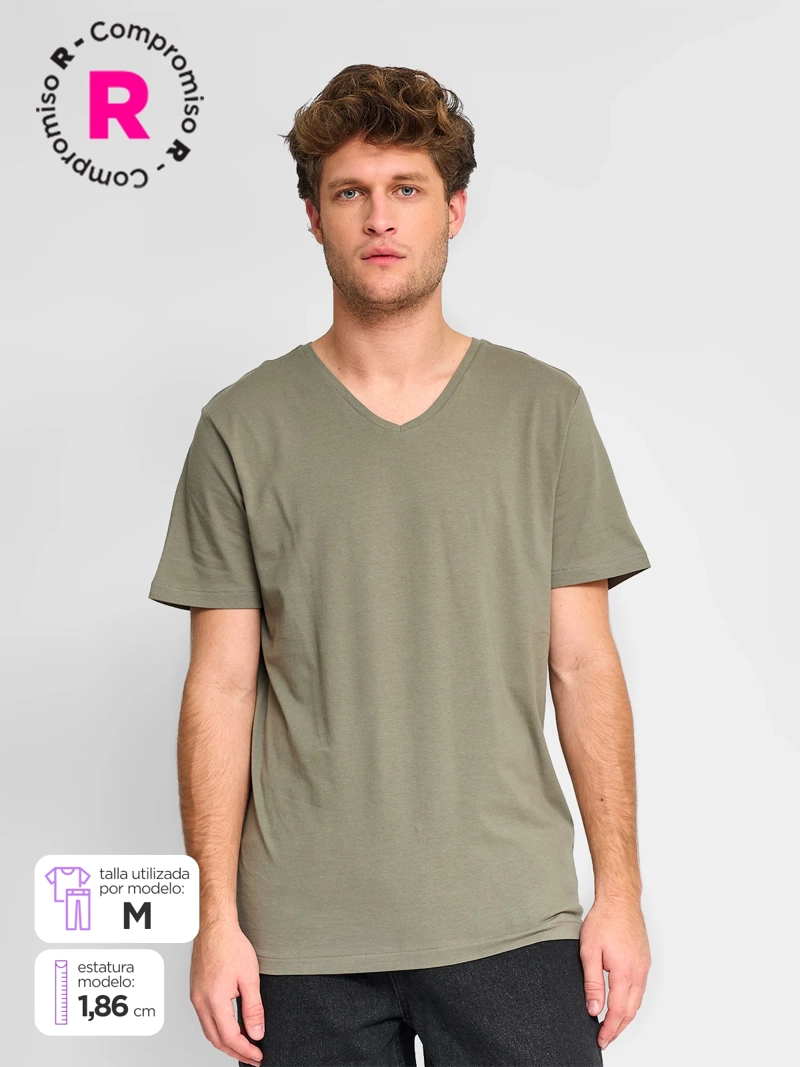 POLERA MANGA CORTA ALGODÓN HOMBRE INDEX CUELLO EN V - 1