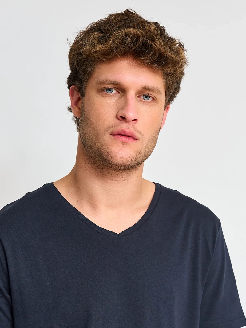 POLERA MANGA CORTA ALGODÓN HOMBRE INDEX CUELLO EN V - 3