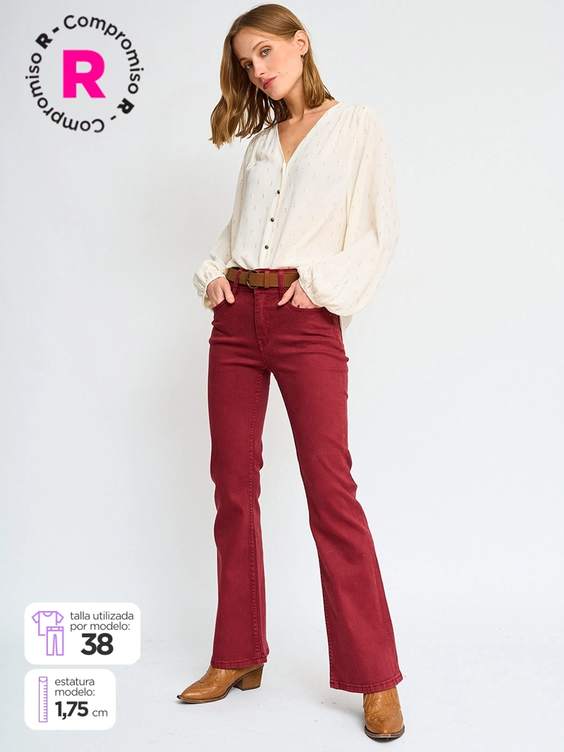 PANTALÓN MUJER TATIENNE FLARE CINTURÓN ALGODÓN - 1