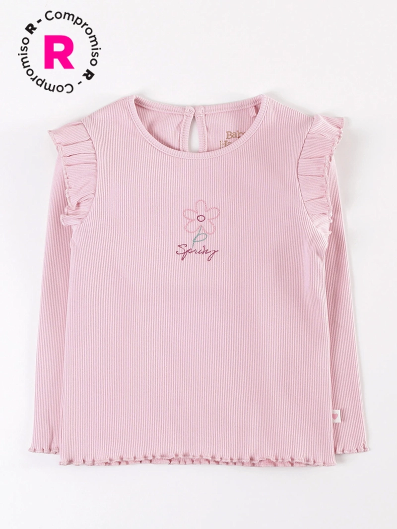 POLERA NIÑA BABY HARVEST RIB LISA CON VUELOS - 1