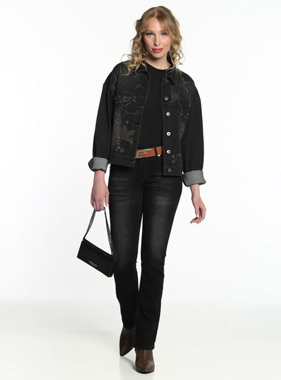 JEANS ALGODÓN MUJER ELLUS NEGRO TIRO MEDIO - 1