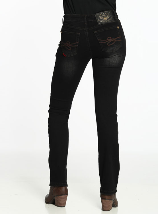 JEANS ALGODÓN MUJER ELLUS NEGRO TIRO MEDIO - 3