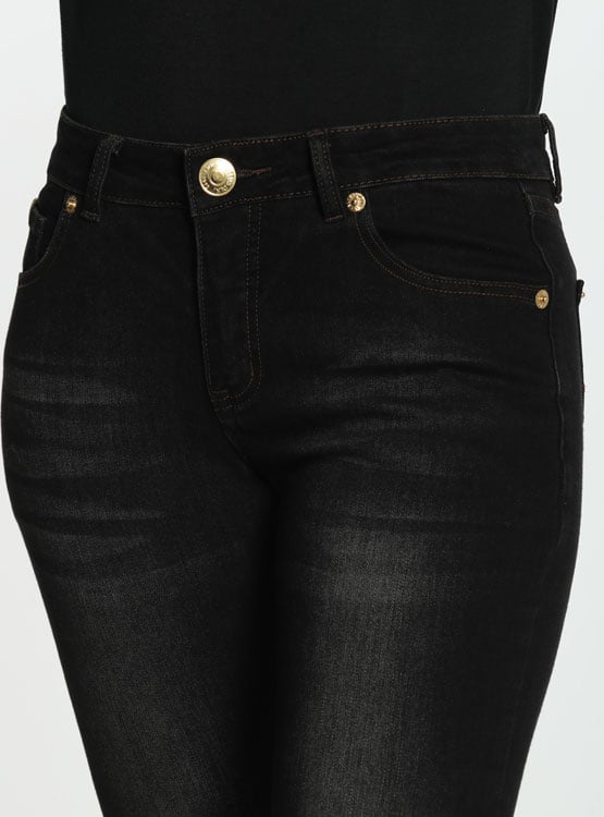 JEANS ALGODÓN MUJER ELLUS NEGRO TIRO MEDIO - 4
