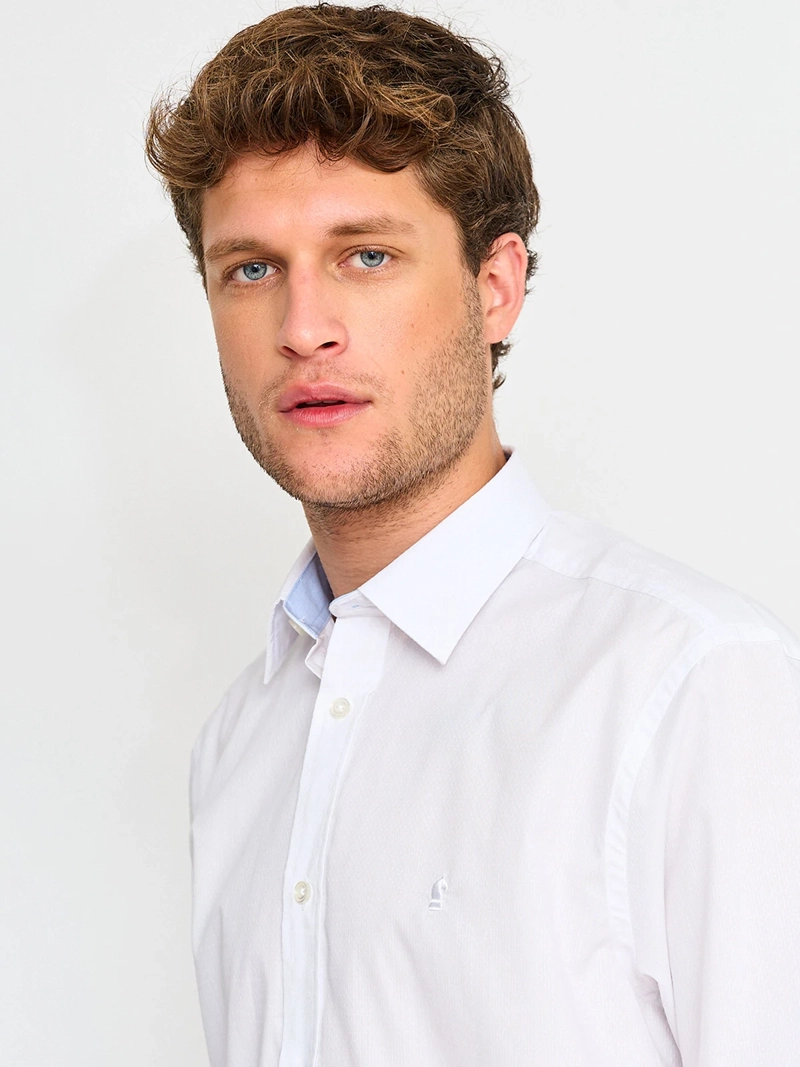 CAMISA MANGA LARGA HOMBRE KENNETH STEVENS BLANCO TEXTURA - 3