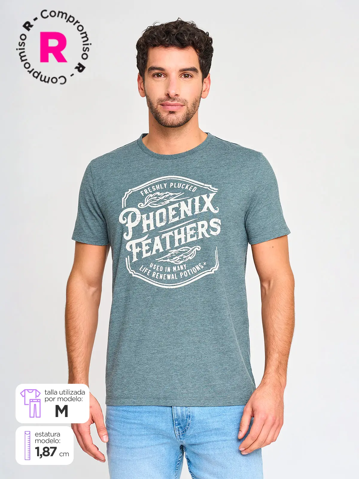 POLERA MANGA CORTA HOMBRE BARBADOS PRINT CUELLO REDONDO - 1