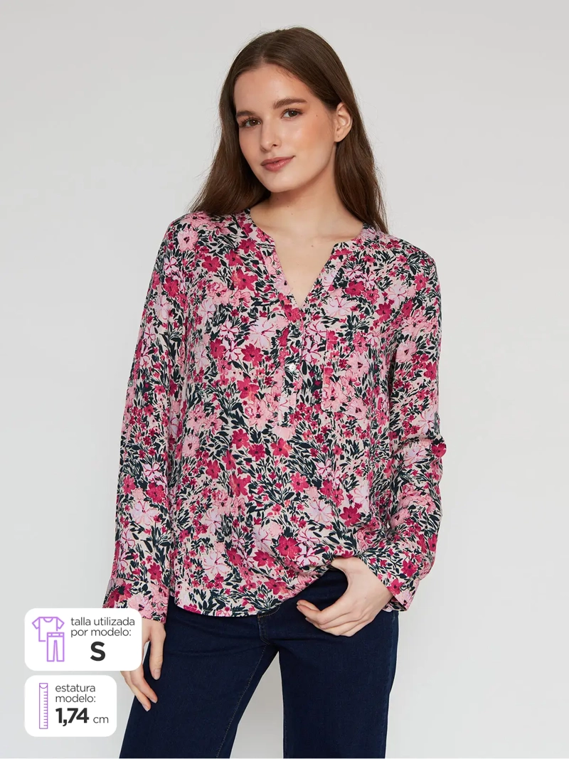 BLUSA MANGA LARGA MUJER REGATTA ESTAMPADA CUELLO MAO