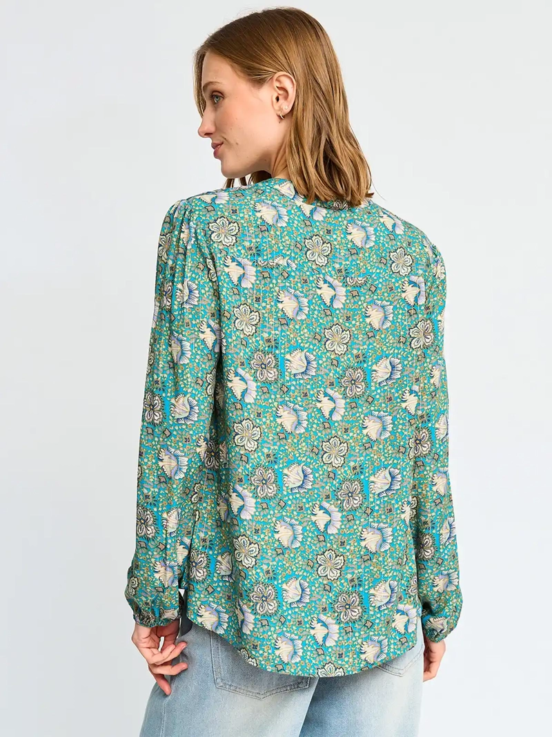 BLUSA MANGA LARGA MUJER TATIENNE CUELLO MAO ESTAMPADA - 2
