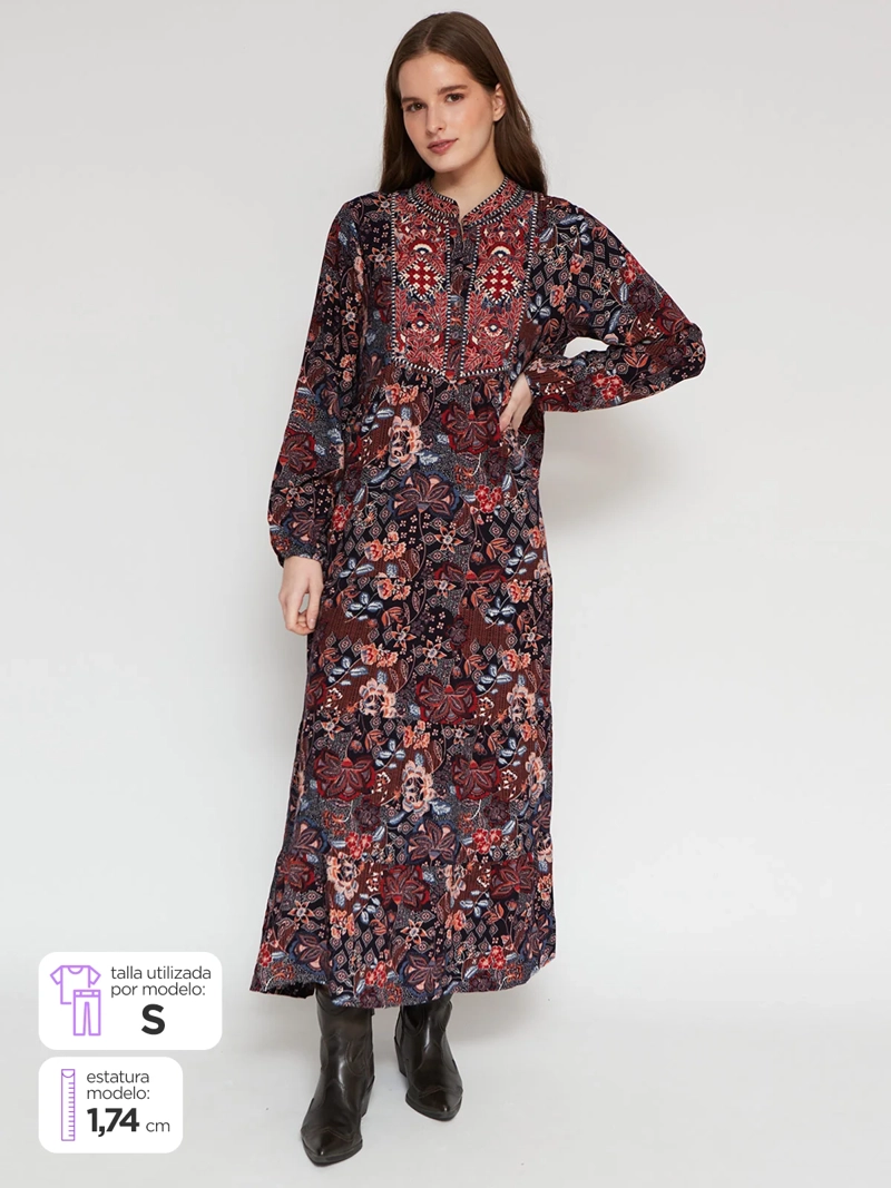 VESTIDO LARGO MUJER TATIENNE BORDADO - 1
