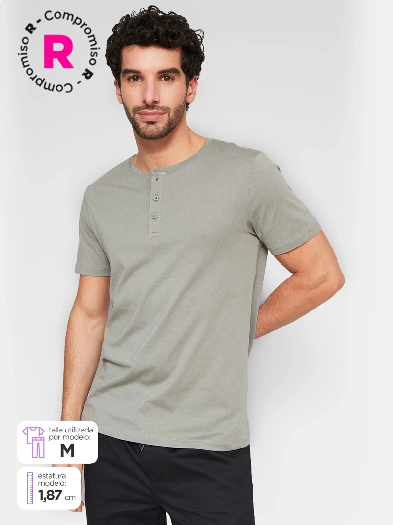 POLERA MANGA CORTA ALGODÓN HOMBRE INDEX BÁSICA BOTONES