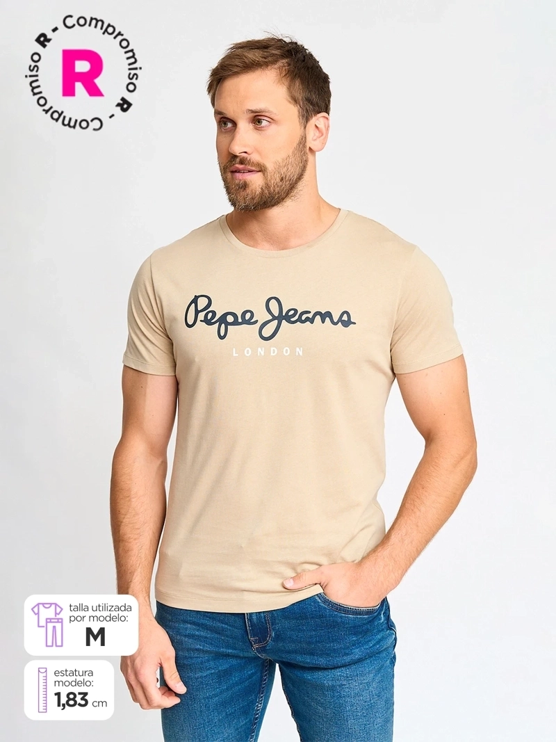 POLERA HOMBRE PEPE JEANS ALGODÓN CUELLO REDONDO MANGA CORTA