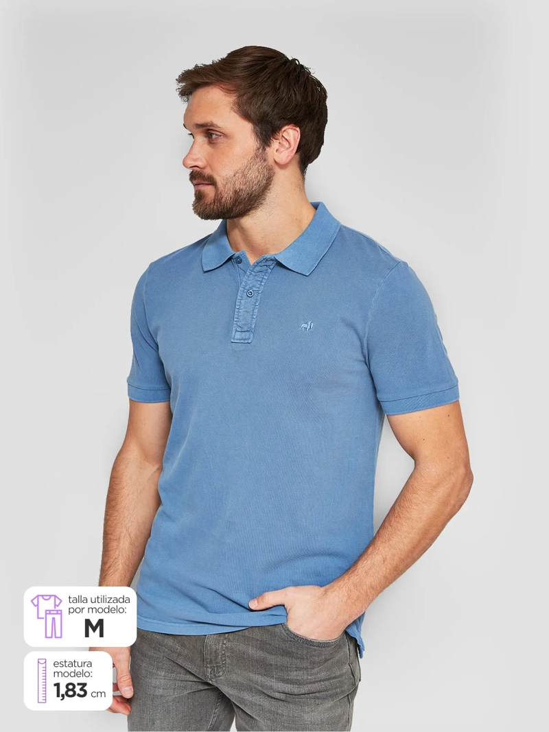 POLERA MANGA CORTA ALGODÓN HOMBRE ROBERT LEWIS PIQUÉ LAVADA