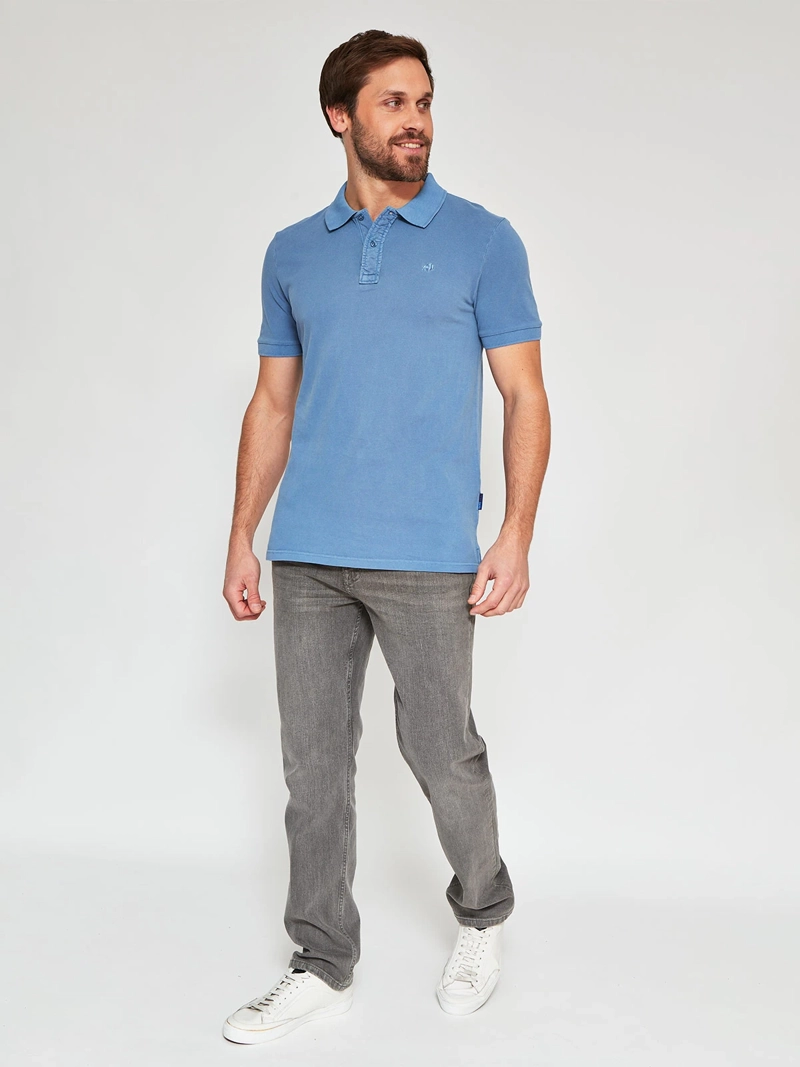 POLERA MANGA CORTA ALGODÓN HOMBRE ROBERT LEWIS PIQUÉ LAVADA - 4