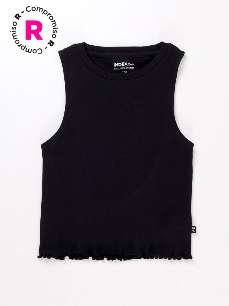 POLERA SIN MANGAS ALGODÓN NIÑA INDEX RIB - 1