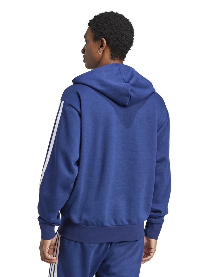 POLERÓN CON CIERRE HOMBRE ADIDAS JD1868 AZUL ESSENTIALS 3 BANDAS FLEECE HOODIE - 2
