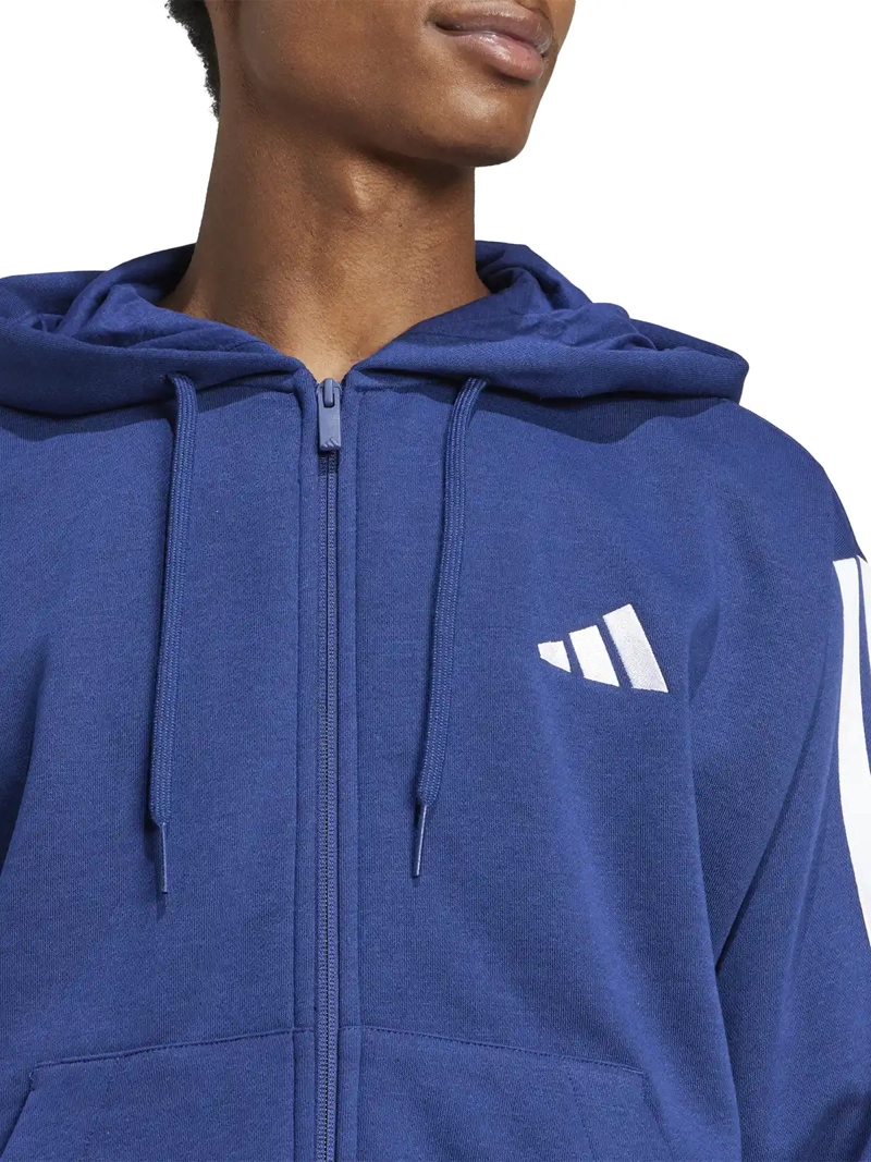 POLERÓN CON CIERRE HOMBRE ADIDAS JD1868 AZUL ESSENTIALS 3 BANDAS FLEECE HOODIE - 3