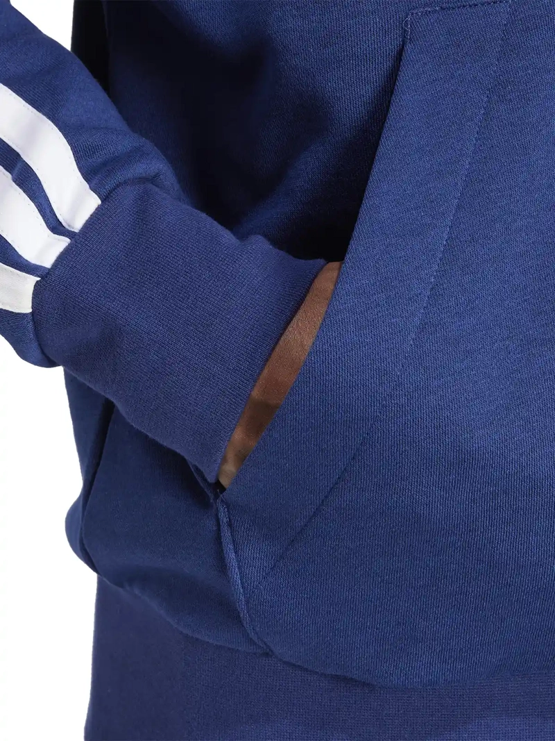 POLERÓN CON CIERRE HOMBRE ADIDAS JD1868 AZUL ESSENTIALS 3 BANDAS FLEECE HOODIE - 4